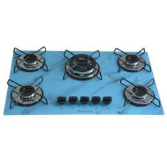 Fogão Cooktop 5bocas Tripla Chama 127/220v Marmo Azul - Chamalar, Azul