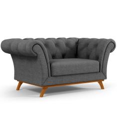 Sofá 2 Lugares Para Sala de Estar Império 150 cm D02 Linho Cinza Escuro C-416 - Lyam Decor