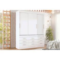 Guarda Roupa Solteiro 3 Portas de Correr e 9 Gavetas Click 3.9 Branco - Santos Andirá