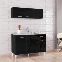 Cozinha Compacta 2 Peças Balcão para Pia 3 Portas 1 Gaveta com Armário