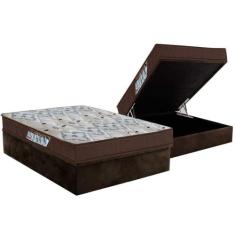 Cama Box Baú Casal: Colchão Anatômico Ortobom D45 / EP ISO 150 Mega Fi