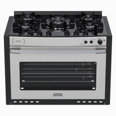 Fogao de Embutir 5 Bocas Venax Gaudi Platinum Vitreo Inox Gas GLP 220 V
