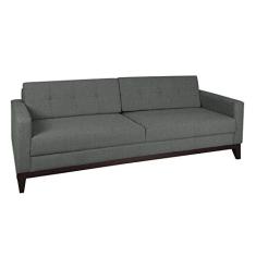 Sofá 3 Lugares Living Base de Madeira Linho Cotton Cinza 210 cm