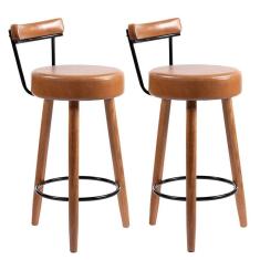 Kit 2 Banquetas Madeira Maciça Couro Sintético Napoles Marrom/Preto