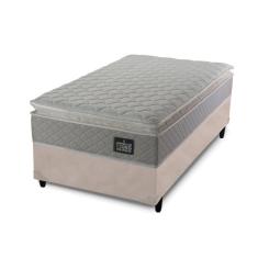 Cama Box Solteiro + Colchão Strong D45 One Face Bege 88x188x63cm - Suporta até 150Kg + 1 Trav