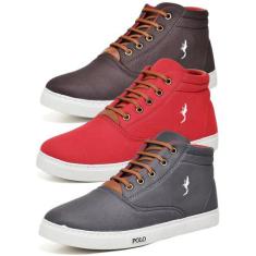 Kit 3 Tênis Casual Masculino Cano Alto Confortável Macio - Polo Blu, 4