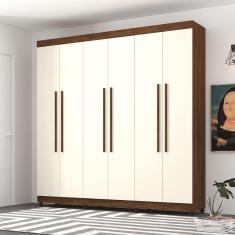 Guarda Roupa 6 Portas Imbuia Champanhe 2 Gavetas Audi MDP Vila Rica