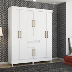 Guarda Roupa Casal Terni 8 Portas 2 Gavetas MDP Branco Casa H