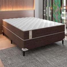 Cama Box de Casal Portobel Roma com Molas Ensacadas 60x138x188cm - Branco/Marrom