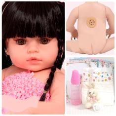 Boneca Reborn Realista Morena Bailarina Coelhinha 30 Frases