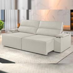Sofá Retrátil e Reclinável 4 Lugares 250cm M180 Yescasa Linho/Bege Claro