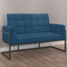 Namoradeira Base de Ferro Decorativa Com 2 Lugares para Recepção (Tecido Suede, Azul Marinho)