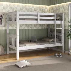 Beliche Solteiro em Madeira Maciça Moderno Branco