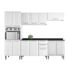 Armário de Cozinha Completa Itatiaia Tarsila de Aço com Balcão 13 Portas 2 Gavetas Branco Branco