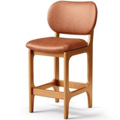 Banqueta Baixa Bar Cozinha E Sala De Jantar Fixa Betta L02 Imbuia Couríssimo Camel