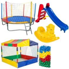 Cama Elástica Pula Pula 2,30m + Piscina de Bolinhas 1,50m + 500 Bolinh