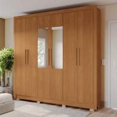 Guarda Roupa Roupeiro Casal com 6 Portas 3 gavetas e Espelhos CB03M569