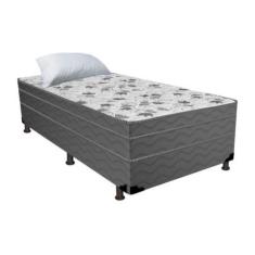 Cama Box Solteiro Conjugada Semi Ortopédica Cinza
