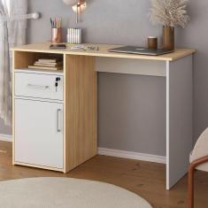 Mesa Escrivaninha Hall 1 Porta 1 Gaveta Carvalho/Branco - Artany