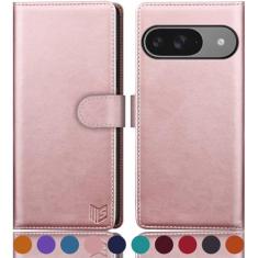 SUANPOT Capa carteira para Google Pixel 9 5G/Google Pixel 9 Pro 6.3 com suporte de cartão de crédito com bloqueio RFID, capa protetora de couro PU flip book mulheres homens para Pixel 9 capa de
