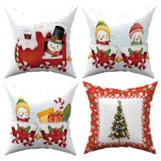 Kit 4 Capas de Almofadas Natalinas 45x45cm Enfeites de Natal, Decoraçã