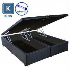 Cama Box KING SIZE com Bau Pistão a gás preto  Bipartido - A colchoes