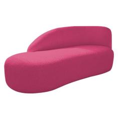 Divã Recamier Curvo Luna 140cm Lado Esquerdo Suede - Doce Sonho Móveis Pink