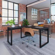 Mesa de Escritório em L Miguel Preta 135 cm