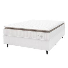 Cama Box Colchão Casal Molas Ensacadas City Pillow Top 138x188x61cm Linho Branco / Bege Hellen Branco/bg