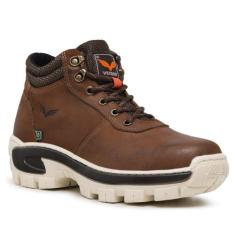 Tênis Bota Coturno Masculino Adventure Couro  Sola Tratorada Castor Ve