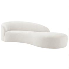 Divã Recamier Orgânico França 140cm Lado Direito Bouclé Adj Decor Branco