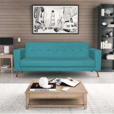 Sofá 3 Lugares 200cm Marisa Suede Yescasa Azul Turquesa