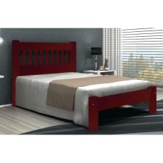 Cama Queen Size Pérola de Madeira Maciça Angelim Pedra/Tauari