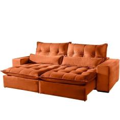 Sofá 2 Lugares Máximo Retrátil E Reclinável 2,00 Metros Veludo Terracota Terracota