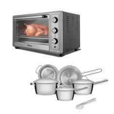 Forno Elétrico Philco PFE70I 70L Inox 110v + Jogo de Panelas Tramontin
