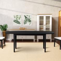 Mesa Oval 6 Lugares 1,8m Tampo Mdf Tiê Cabecasa Madeiramadeira Preto