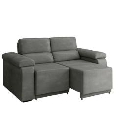 Sofá Retrátil Desmontável Suede 2 Lugares Fox Cinza - EXATA, Cinza