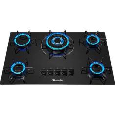 Cooktop a Gás Mueller 5 Bocas Tripla Chama Preto MCG135BG1  Bivolt, Bi