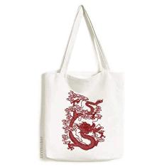Bolsa de lona de dragão chinês com retrato de animal bolsa de compras casual
