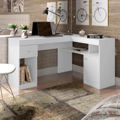 Mesa para Computador Nilo Buriti/Off White - Caemmun, Branco
