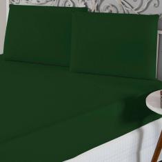 Jogo De Lençol Queen Malha 100% Algodão 3 Peças - Verde Bandeira