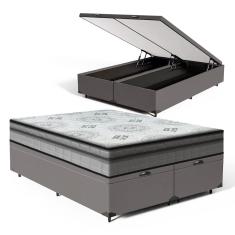 Cama Box Baú com Colchão Espuma D33 Pillow In Anjos Ortosleep Queen 158x198x60cm