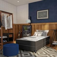 Cama Box Solteiro Conjugada Palermo D28 Ortopédico Preta