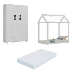 Cama Infantil Montessoriana com Colchão Incluso e Guarda-Roupas Pimpol
