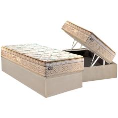 Conjunto Box Baú Solteiro: Colchão Molas Paropas Ensacadas Eco Bamboo + Base Crc Courano Clean