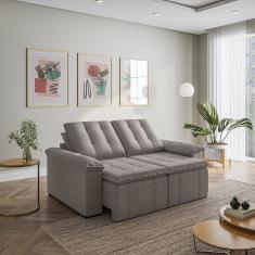 Sofá Palmeira Retrátil Reclinável Sem Caixa 3 Lugares 180cm Linho Com Molas Cabecasa Madeiramadeira Marrom