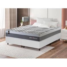 Conjunto Cama Box c/ Molas Ensacadas Sheffield Cinza King 193x203x65 -