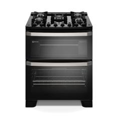 Fogão 5 bocas Electrolux Preto Experience Mesa de Vidro, 2 Fornos e PerfectCook360 (FE5DB)