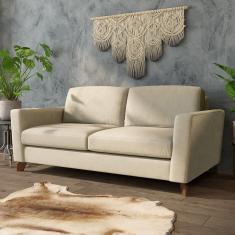 Sofá Sala De Estar Living 3 Lugares 240cm Presley Pés Madeira Veludo Cinza G52 - Gran Belo