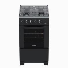 Fogao 4 Bocas Venax Gaudi GIIi Preto Fosco Gas Glp, Preto, Bivolt